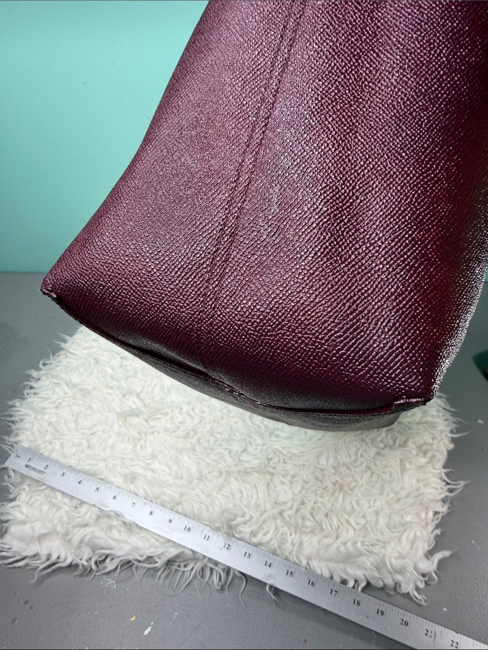 Coach Large Wine Red Leather Tote with Floral Lining - Picture 7 of 15